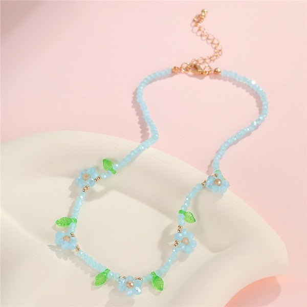 GLASS CRYSTAL ACRYLIC BEADED NECKLACE | 40NK9714