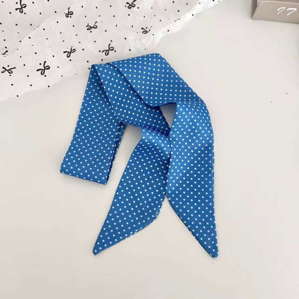 Vintage-Style Skinny Twilly Scarf-Polka Dot&Gingham|40SC715