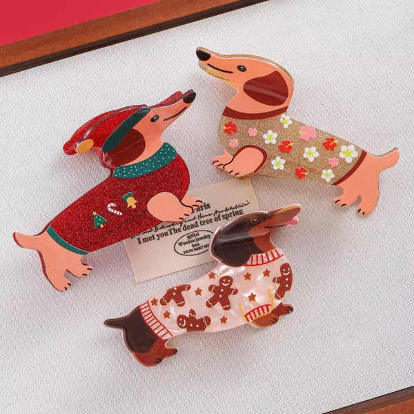 Holiday Dachshund Dog Hair Claw Clip | 40H1279