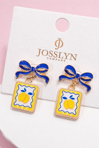 Bow Drop Enamel Charm Statement Earrings | 40E503