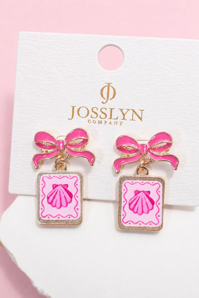 Bow Drop Enamel Charm Statement Earrings | 40E503