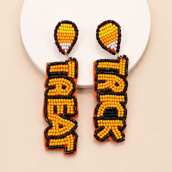 HALLOWEEN TRICK OR TREAT SEED BEAD DROP EARRINGS | 40E504
