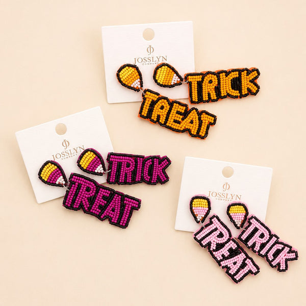 HALLOWEEN TRICK OR TREAT SEED BEAD DROP EARRINGS | 40E504