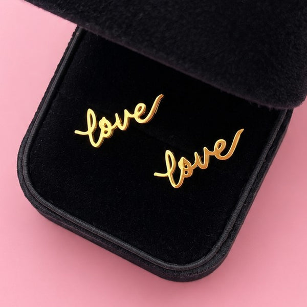 18K STAINLESS STEEL TARNISH FREE LOVE EARRINGS | 40E505