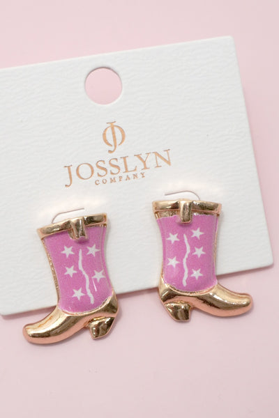 Western Boot Stud Enamel Charm Statement Earrings | 40E507