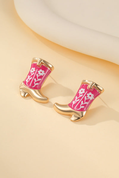 Western Boot Stud Enamel Charm Statement Earrings | 40E507