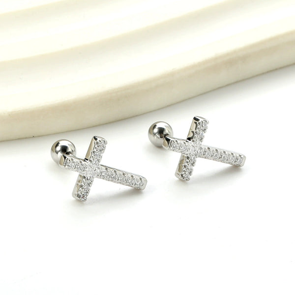 18K STAINLESS STEEL TARNISH FREE CROSS EARRINGS | 40E508