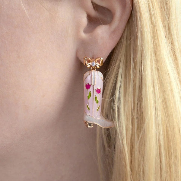 Western Floral Cowboy Boot Earrings | 40E509