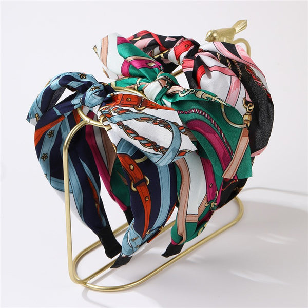 Vintage Chain & Medallion Silky Scarf Knot Headband| 40HB201