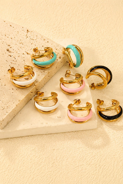 18K Stainless Steel Tarnish Free Enamel Hoop | 40E510