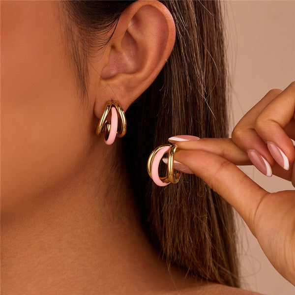 18K Stainless Steel Tarnish Free Enamel Hoop | 40E510