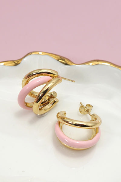 18K Stainless Steel Tarnish Free Enamel Hoop | 40E510