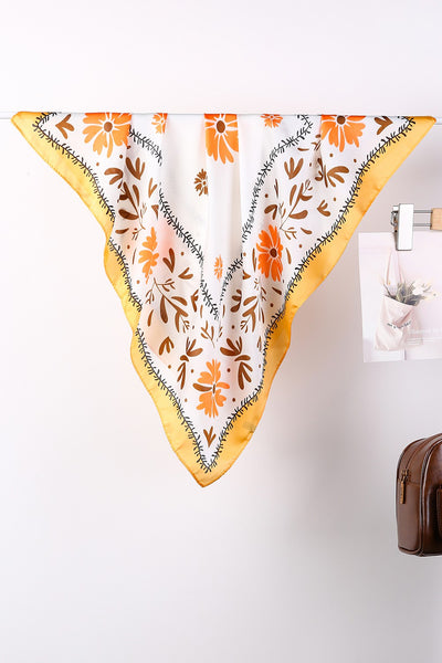 Floral Print Silk-Finish Bandana Scarf | 40SC719