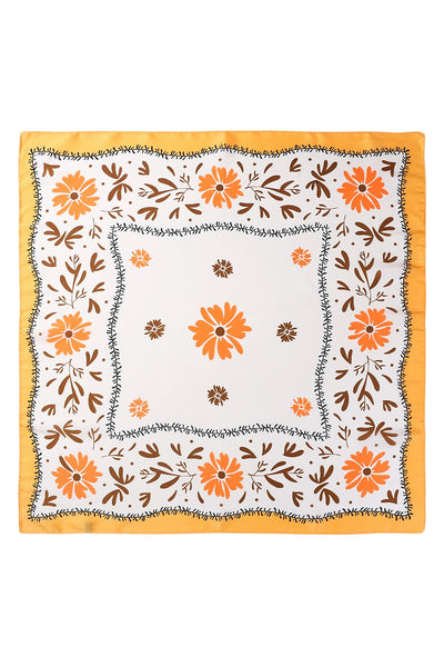 Floral Print Silk-Finish Bandana Scarf | 40SC719