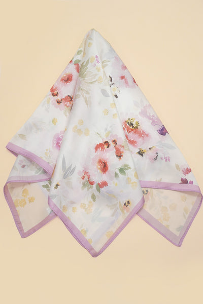 Floral Print Silk-Finish Bandana Scarf | 40SC718