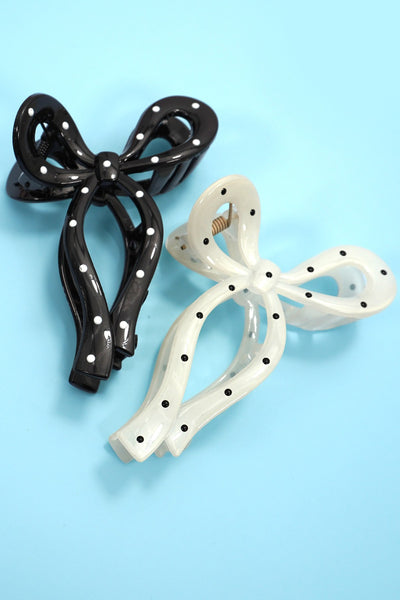 Polka Dot Bow Hair Claw Clips | 40H1094