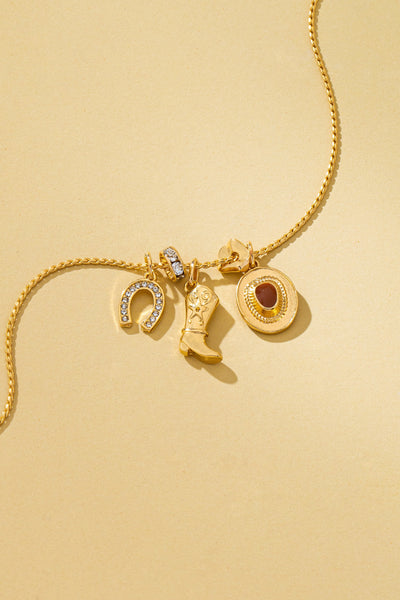 Western Hat Boot Horseshoe Rhinestone Charm Necklace | 80N93128