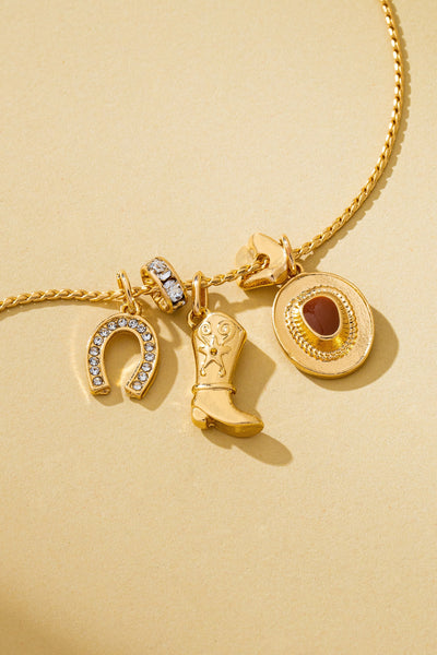 Western Hat Boot Horseshoe Rhinestone Charm Necklace | 80N93128