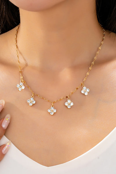 Crystal Quatrefoil Clover Station Necklace | 80N93157