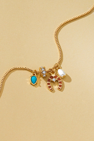 Southwest Horseshoe & Turquoise Charm Necklace | 80N93130
