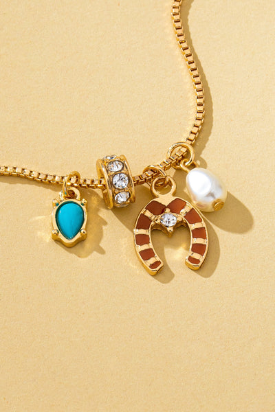 Southwest Horseshoe & Turquoise Charm Necklace | 80N93130