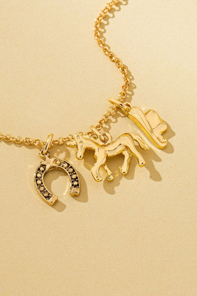 Galloping Horse and Horseshoe Charm Necklace | 80N93131