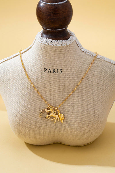 Galloping Horse and Horseshoe Charm Necklace | 80N93131