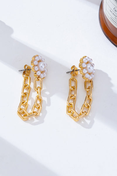 Pearl Daisy Hoop and Drop Link Earrings | 80E62293
