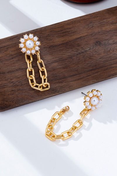 Pearl Daisy Hoop and Drop Link Earrings | 80E62293