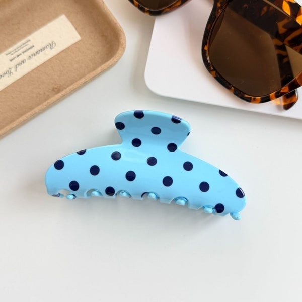Retro Polka Dot Hair Claw - Glossy Spotted French Style Clip | 40H1099