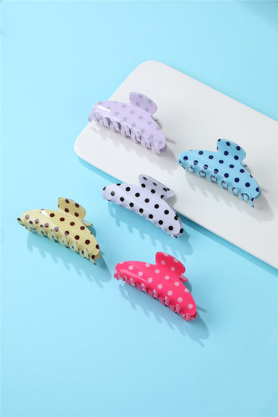Retro Polka Dot Hair Claw - Glossy Spotted French Style Clip | 40H1099
