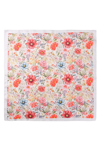Garden Silk-Satin Scarf - Botanical Floral Bandana | 40SC720