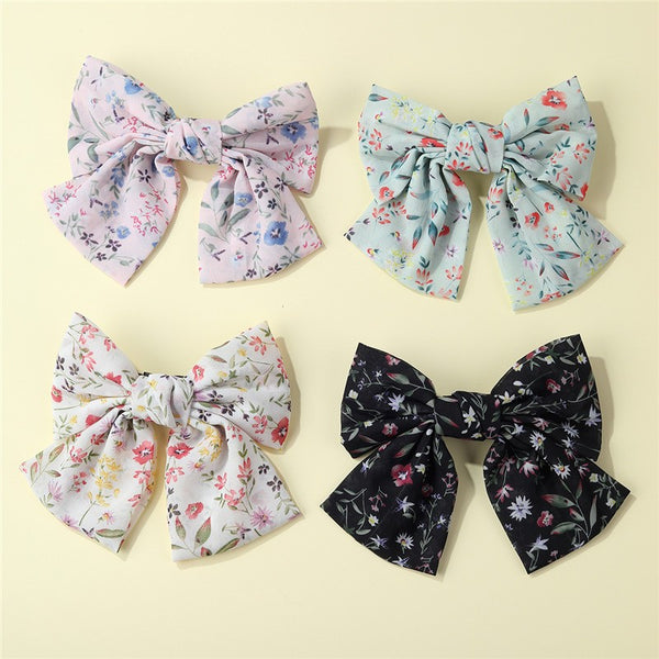 Oversized Floral Garden Chiffon Bow Hair Clip | 40H1098