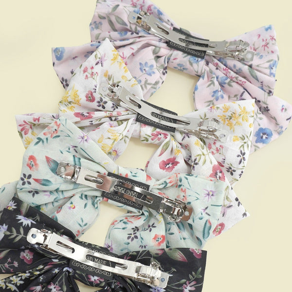 Oversized Floral Garden Chiffon Bow Hair Clip | 40H1098