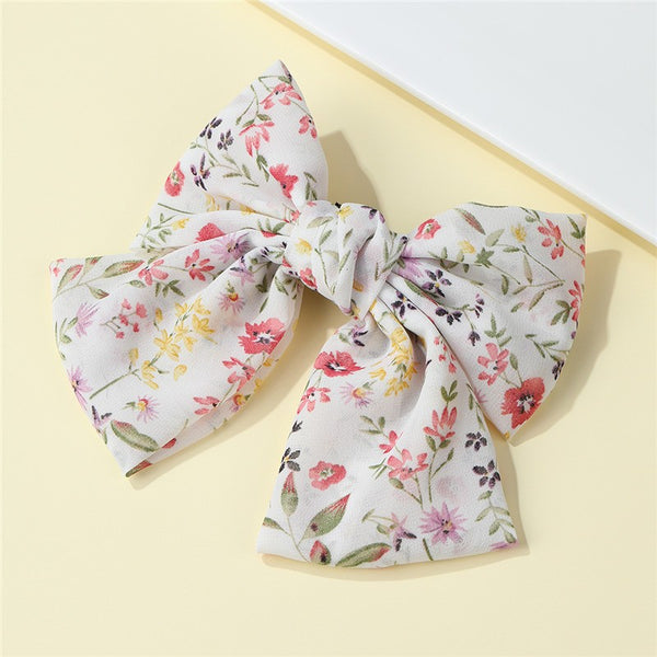 Oversized Floral Garden Chiffon Bow Hair Clip | 40H1098
