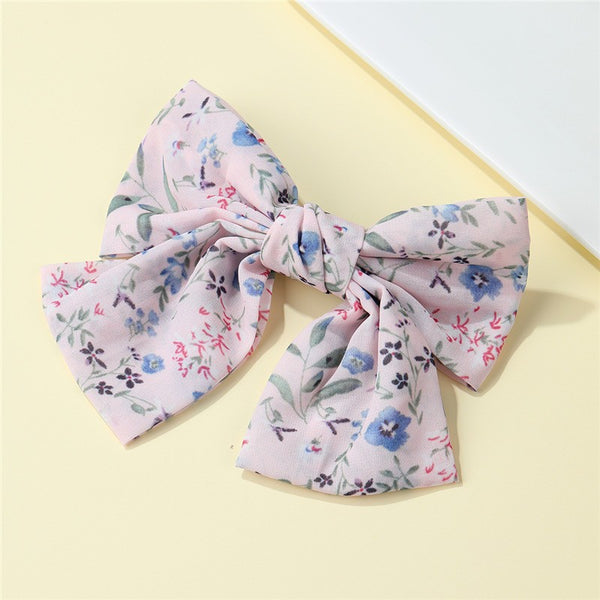 Oversized Floral Garden Chiffon Bow Hair Clip | 40H1098