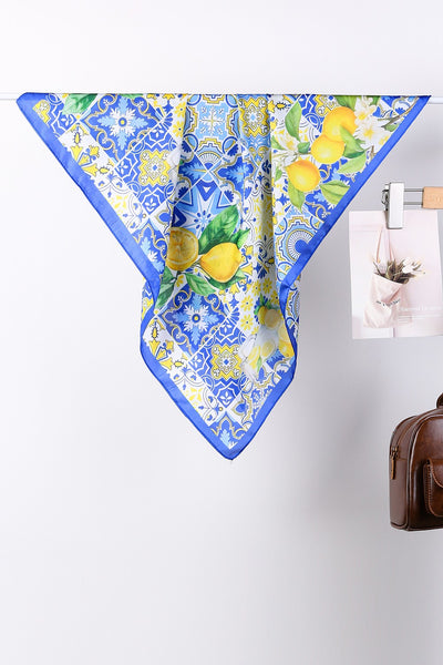 Lemon & Tile Daisy Silky Feel Bandana Scarf | 40SC721