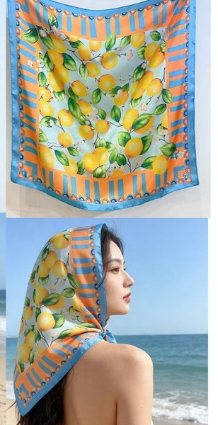 Sun-Drenched Lemon Orchard SilkyFeel Bandana Scarf | 40SC724