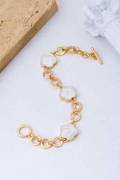 Enamel Quatrofoil Link Toggle Bracelet | 80B1801