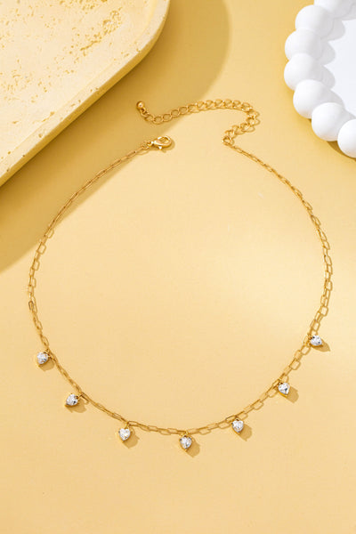 Crystal Heart Shape Paperclip Link Necklace | 80N93204