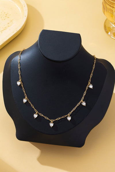 Crystal Heart Shape Paperclip Link Necklace | 80N93204
