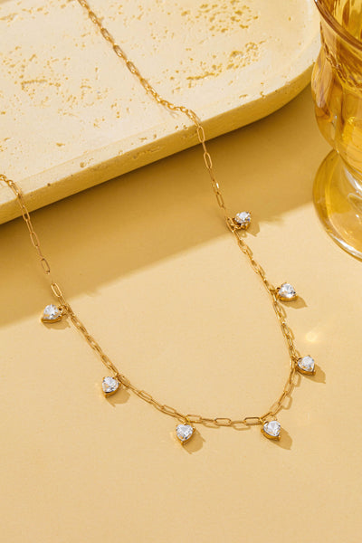 Crystal Heart Shape Paperclip Link Necklace | 80N93204