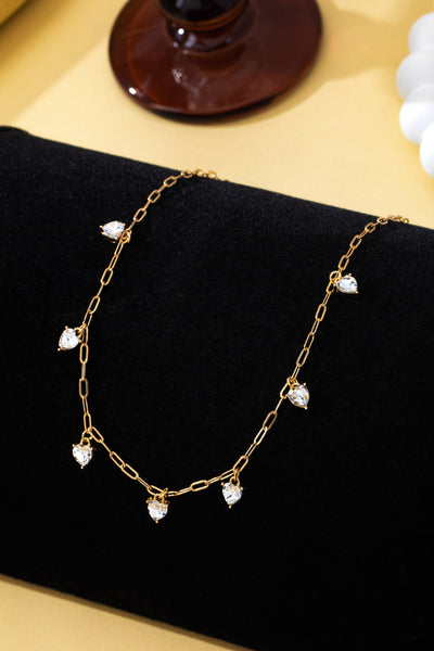 Crystal Heart Shape Paperclip Link Necklace | 80N93204