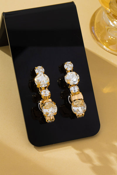 Cascading Round Cut Crystal Drop Earrings | 80E62345