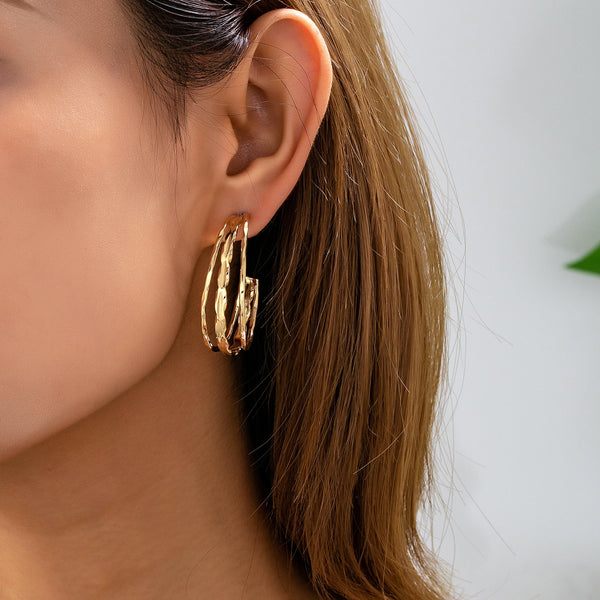 Gold-Tone Triple Layer Hoop Earrings | 80E62339