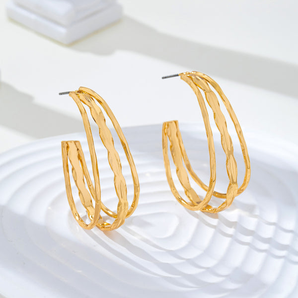 Gold-Tone Triple Layer Hoop Earrings | 80E62339