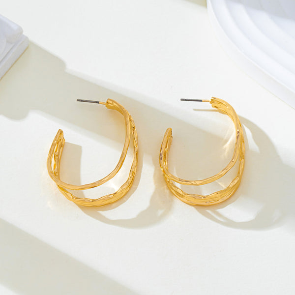 Gold-Tone Triple Layer Hoop Earrings | 80E62339