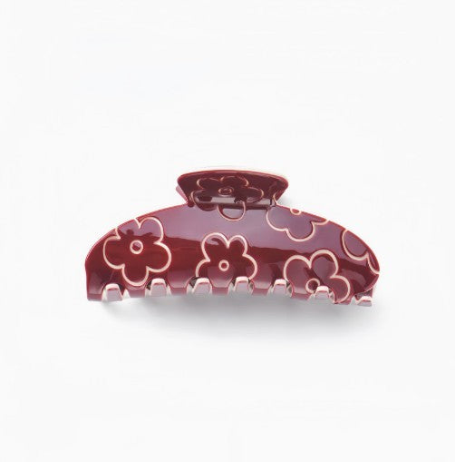 High-Shine Floral Embossed Hair Claw Clip | 40H1103