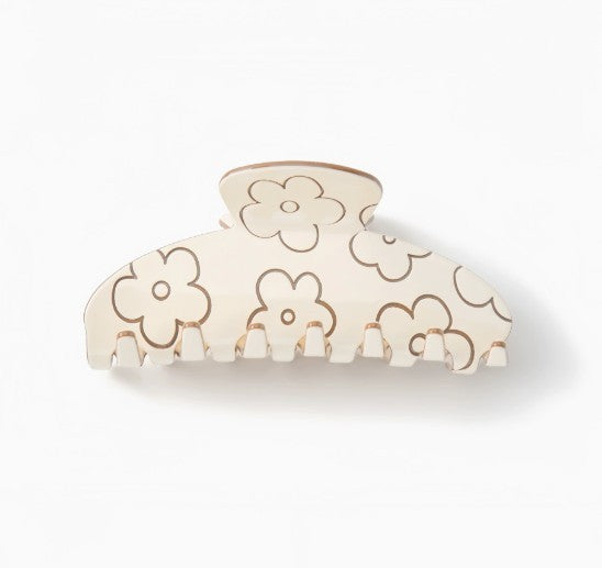 High-Shine Floral Embossed Hair Claw Clip | 40H1103