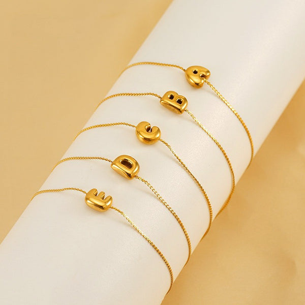 Stainless Steel Bubble Initial Bracelet 12pc Set | 40B5257